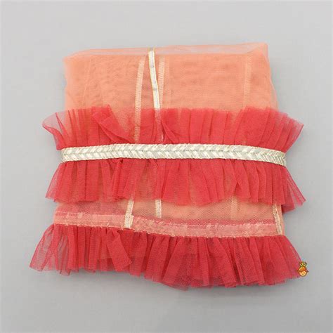 Pre Order: Embroidered Mustard Kurti And Tulip Dhoti With Net Dupatta