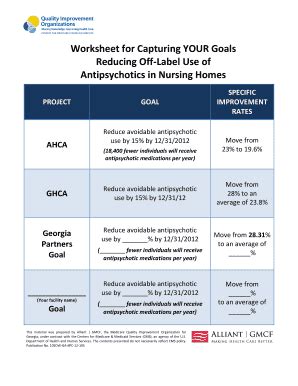 Fillable Online Worksheet for capturing your goals Reducing ...