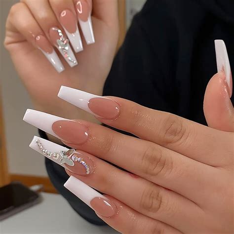 RikView Press on Nails Long Fake Nails Pink Nail India | Ubuy