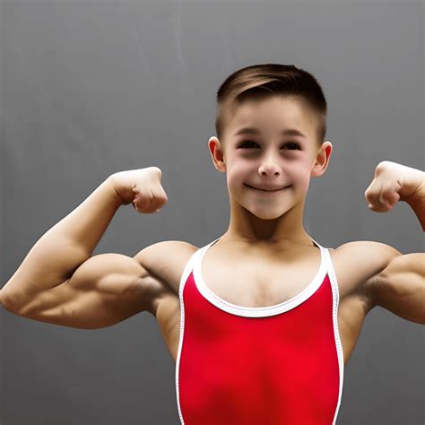 Gymnaste musclée de 13 ans qui fléchit ses muscles · Creative Fabrica