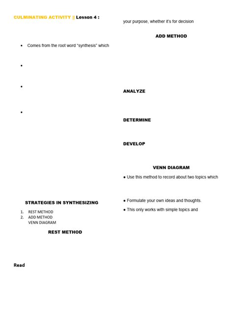 Image result for Culminating Activity Detailed Lesson Plan