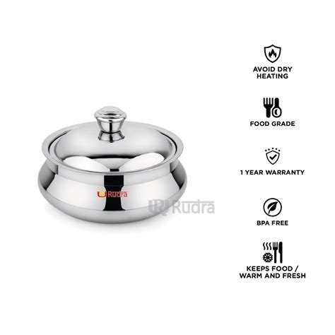 Rudra SS Double Walled Stainless Steel Casserole, Serve Casserole