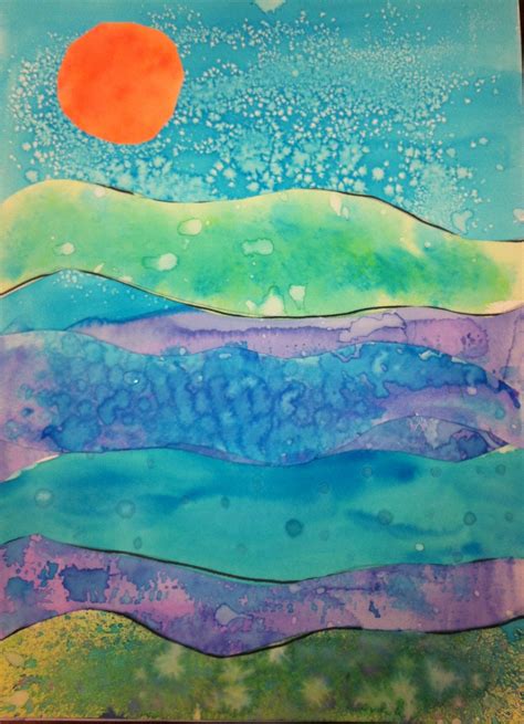 Angela Anderson Art Blog: Watercolor Technique Landscapes - Kids Art Class