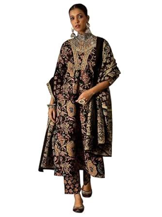 Buy INDO ERA Women Pure Cotton Kurta Set with Dupatta | Festive Suit ...