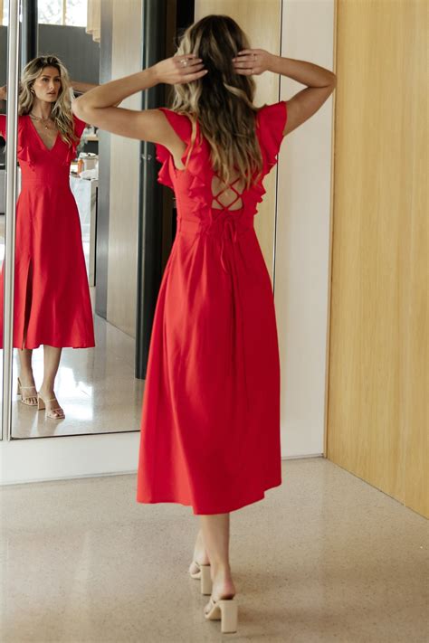 Elena Midi Dress | Red – Baltic Born