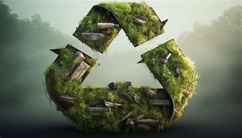Recycling symbol made out of trees water and bushes in the style of ...