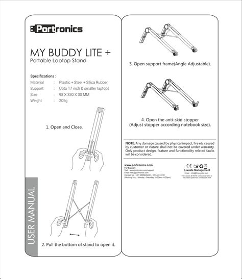 Shop Portronics My Buddy K Lite Portable & Foldable Laptop Stand