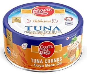 Golden Prize Tuna Chunks in Soya Bean Oil, 185g (Pack of 1) : Amazon.in ...