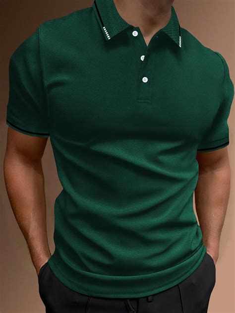 Manfinity Homme Homens Tubulação De Contraste Camiseta Polo in 2024 ...