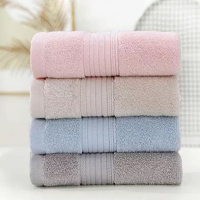 6 Pack Solid Striped Hand Towel Set 13"x29" Cotton Soft Absorbent Towels
