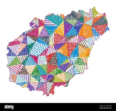 Kid style map of Hainan. Hand drawn polygons in the shape of Hainan. Vector illustration Stock ...