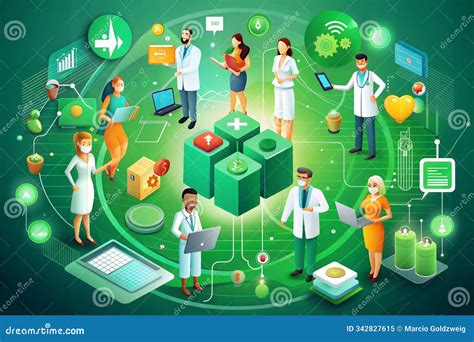 Cartoonish Illustration of Healthcare Team, Health Data Analysts, Clinical Software Team ...