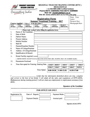 Rttc Bsnl Bhubaneswar - Fill Online, Printable, Fillable, Blank | pdfFiller
