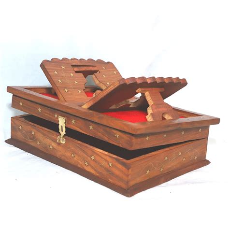 santarms Handmade Sheesham Wood Holy Book Box With Wooden Rehal Stand ...