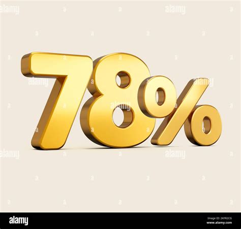 A 3d illustration of golden number 78 percent isolated on beige ...