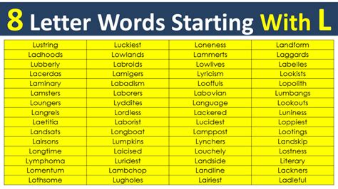 8 Letter Words Starting with L - Vocabulary Point