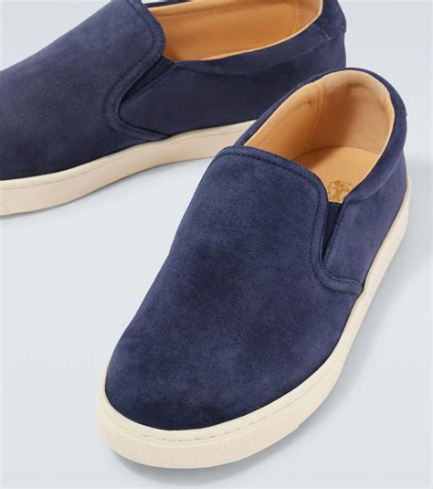 Suede slip-on sneakers in blue - Brunello Cucinelli | Mytheresa