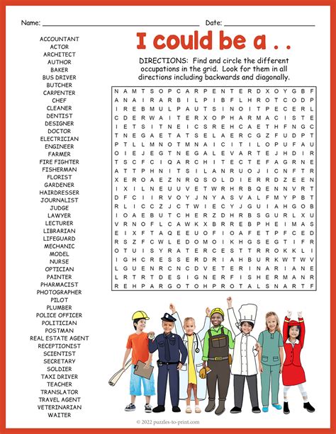 Job Search Word Puzzles Career Exploration Activities : Word Search