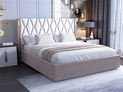 SABTA Modern Upholstered King Size Bed with Box Storage for Bedroom ...