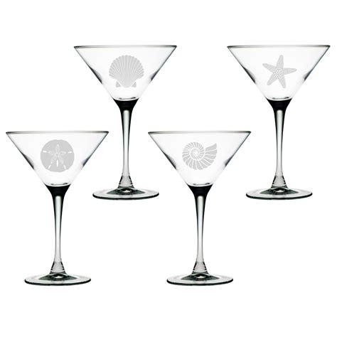 Assorted Seashore - Martini Glass - Set of Four
