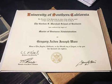 南加州大学毕业证展示