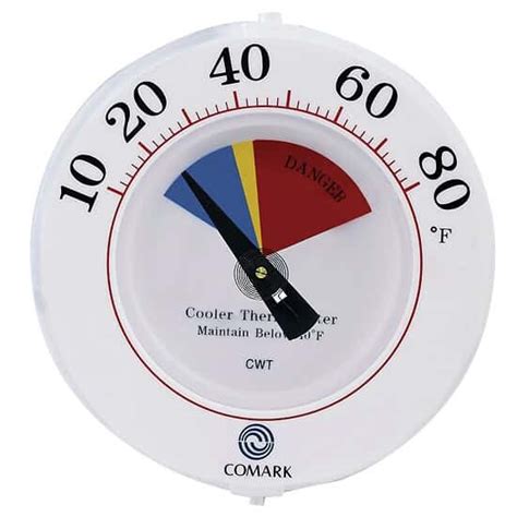 COMARK CWT Cooler Wall Thermometer with HACCP-Series Zones, 10 to 80F ...