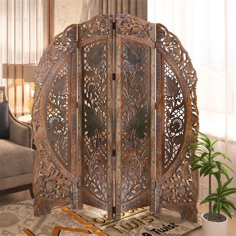 Buy Wooden Partition Screen Room Divider In 4 Panel Online - WoodenTwist
