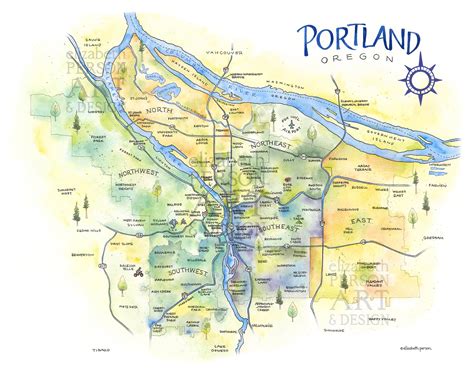 Large Map Of Portland Oregon Portland Map Detailed City Poster Royalty
