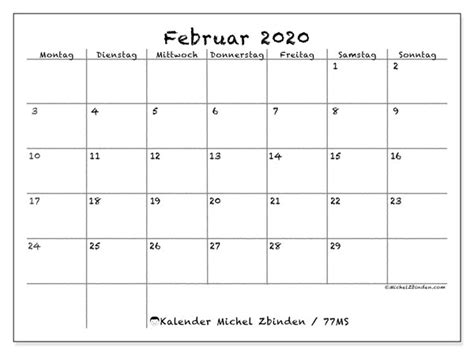 Resultado de imagen de kalender februar 2020 mit feiertagen