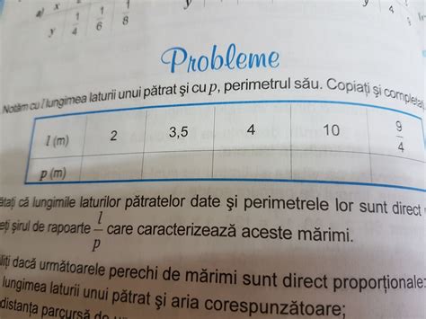 notam cu l lungimea laturii unui patrat si cu p perimetrul sau.Copiati ...
