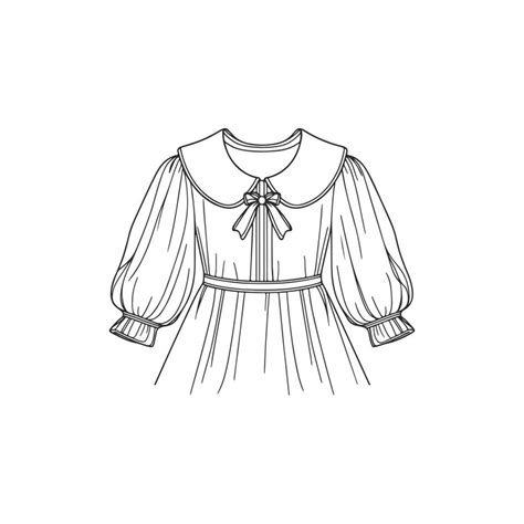 Girls peter pan collar short dress fashion illustration technical ...