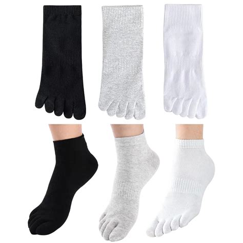 Buy Freshfoot 100% Pure Organic Cotton Mid Calf Length Five Finger Toe ...