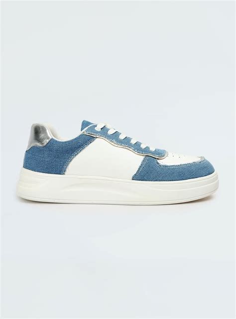 Buy Women Colourblocked Denim Infused Lace-up Sneakers Online at just ...