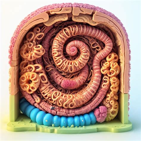 Premium AI Image | 3D realistic cartoon small intestine with villi ...