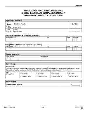 Fillable Online APPLICATION FOR DENTAL INSURANCE ... Fax Email Print ...