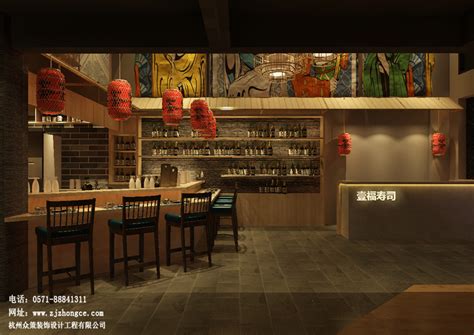 简单明快的小型寿司店装修效果图-杭州众策装饰装修公司