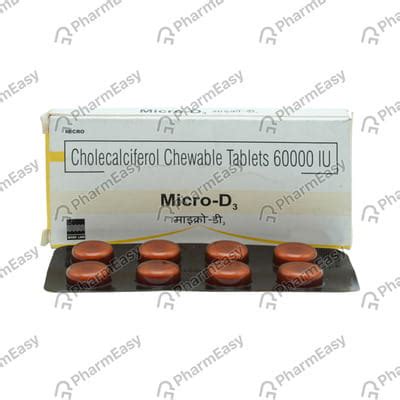 Micro D3 60000 IU Chewable Tablet (8): Uses, Side Effects, Price ...