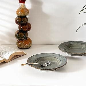 Beyond Homes Ceramic Pasta Plates,19 cm, Set of 2, Jade Green | Gloss ...