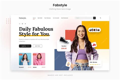 Fabstyle - cheerful rainbow clothing store hero image | Premium PSD