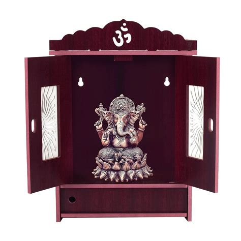 HIOLTY Wooden Temple for Home Wall - Small Ganesh Temple Om for Pooja ...