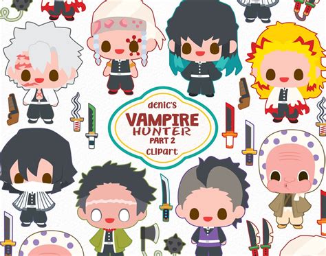 Buy Vampire Hunter Clipart, Fanart Illustration, Manga Vector, Demon ...