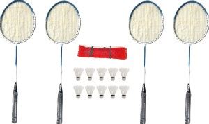 Monika Sports 4 Single Shaft Racquet + One Side Nylon tape Badminton ...