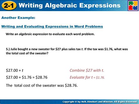 Image result for Example of Algebraic Expression Word Problem