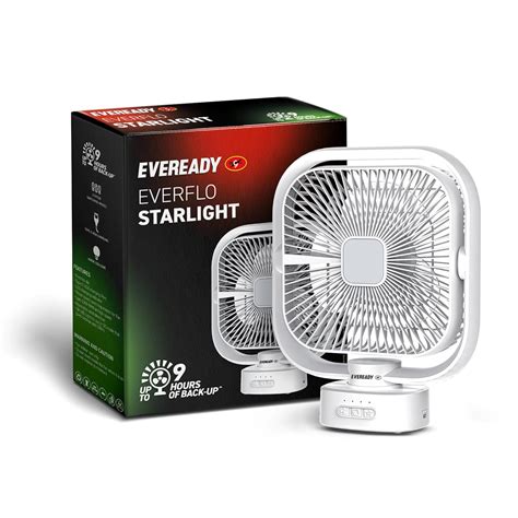 Eveready FE04 Everflo Starlight Rechargeable Fan, White : Amazon.in ...