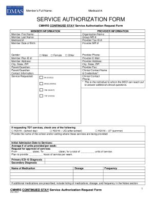 Fillable Online CMHRS Continued Stay Service Authorization Request Form ...