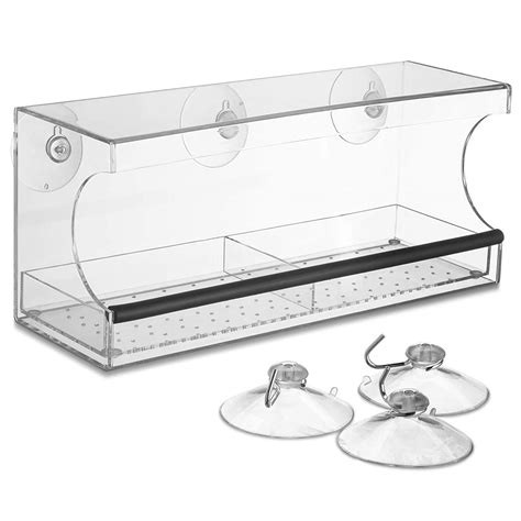 Window Bird Feeder, Extra Strong Suction Cups, Removable Seed Tray with ...