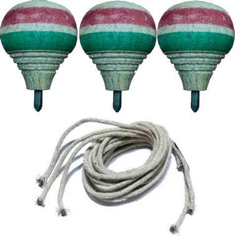 Kanger Valley Wooden Spinning Top / Lattoo / Lattu With Threads (7/5 cm ...