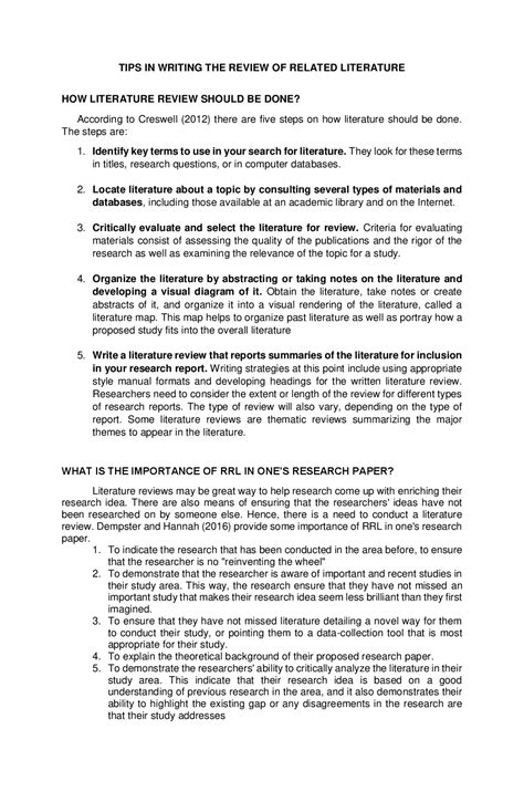 TIPS IN WRITING THE REVIEW OF RELATED LITERATURE | Schemes and Mind Maps Research Methodology ...