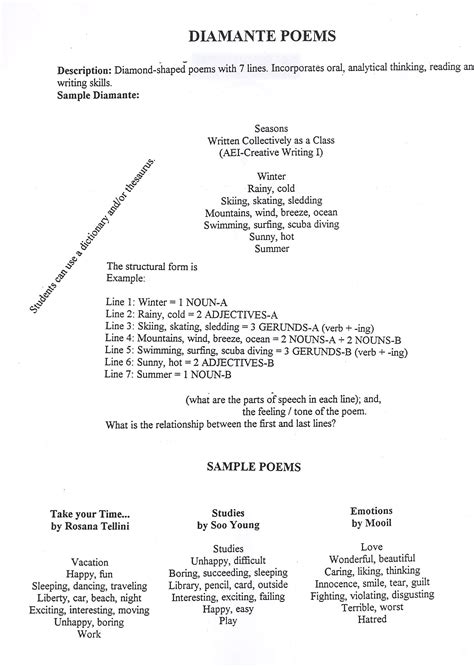 10 Best Diamante poem examples ideas | diamante poem, poems, diamante ...