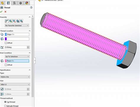 Insert External Thread On a SolidWorks Part 的图像结果